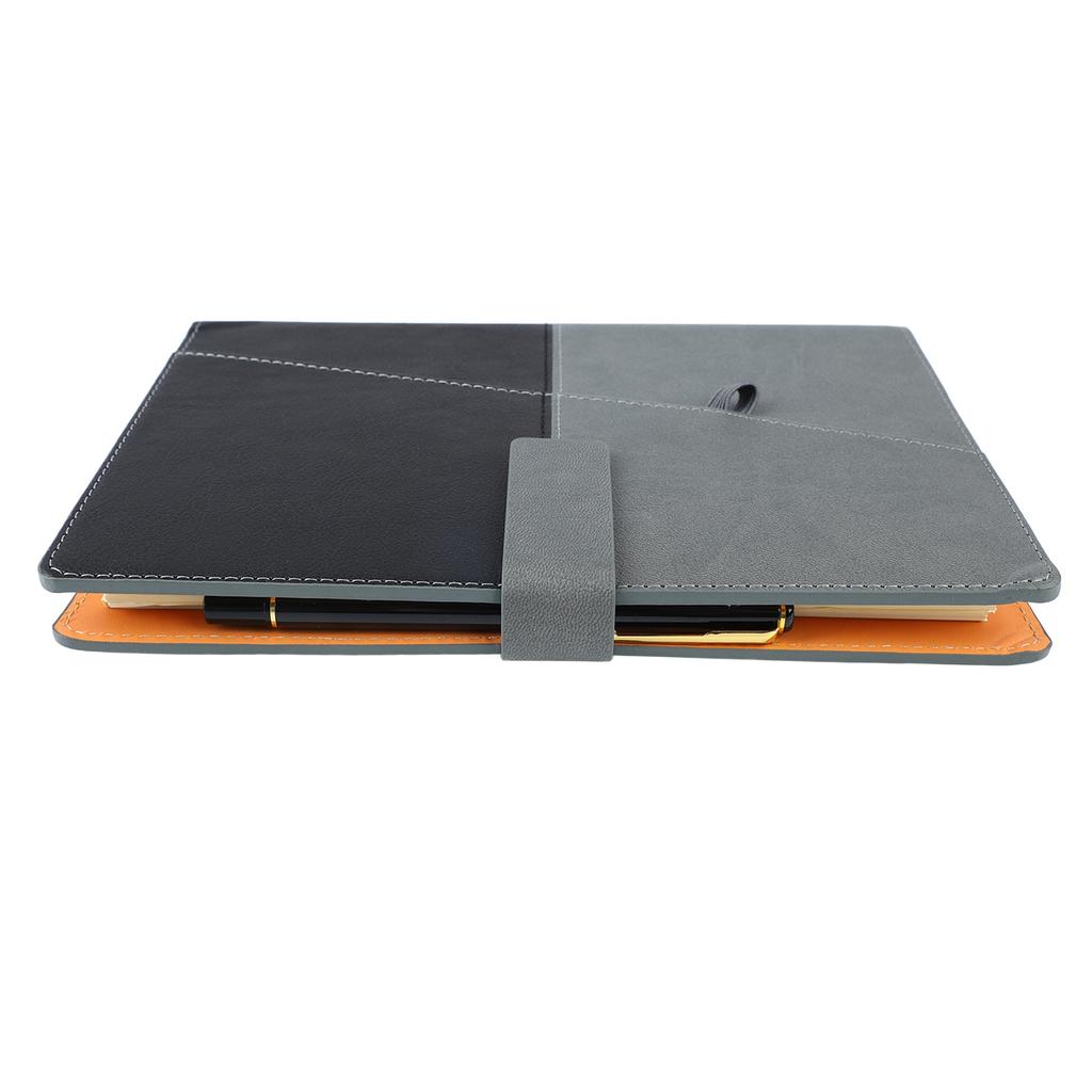 A5 Business Looseleaf Notebook Black Grey Stitching PU Color Changing Leather Surface Notebook with