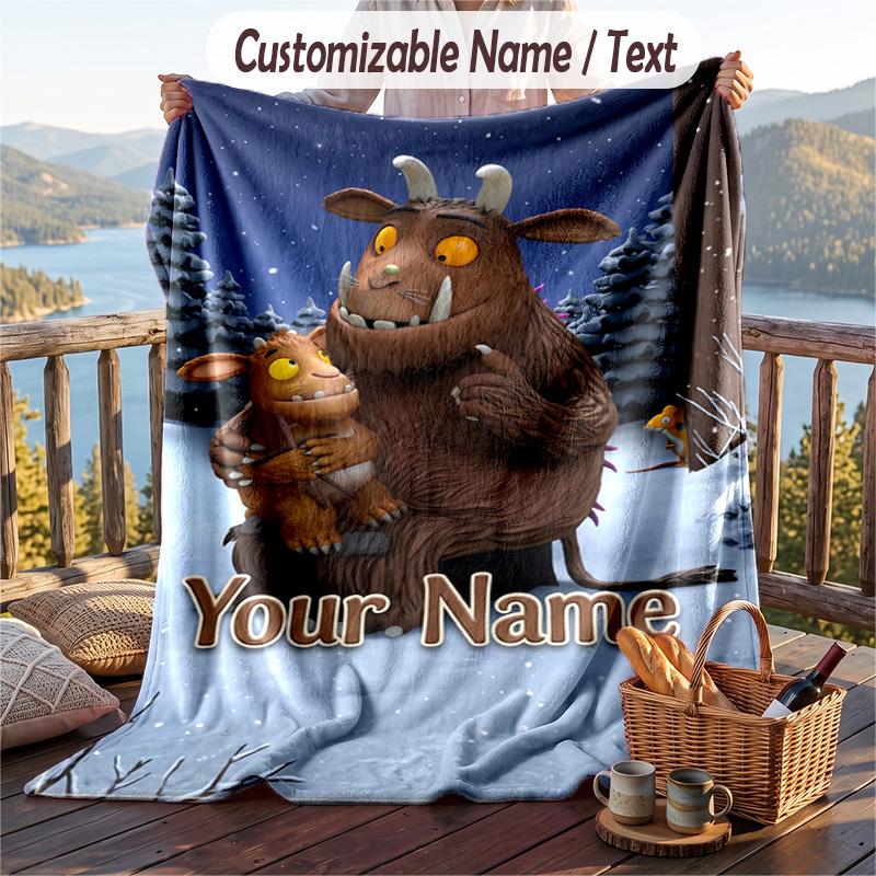 Coperta di Flanella Gruffalò, Testo Personalizzato con Nome, Morbida Calda Coperta Plaid in Peluche per Regalo