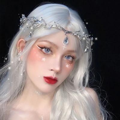 Hochzeit Tiara Blätter Wassertropfen voller Bohrer Braut Tiara Krone Silber Krone Tiara Hochzeit Haarschmuck Tiara