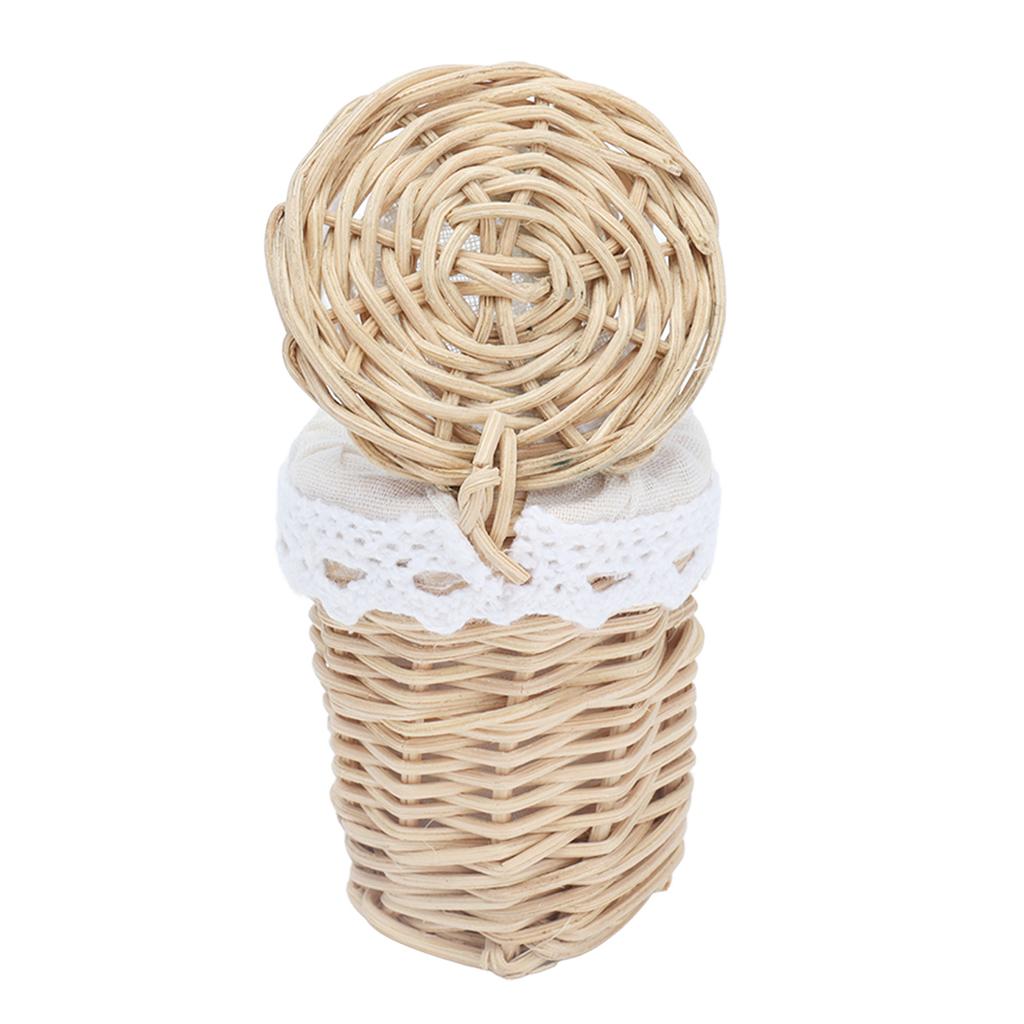 1/12 Doll House Basket Decoration Mini Bamboo Basket Doll House Accessory Lace Bamboo Basket