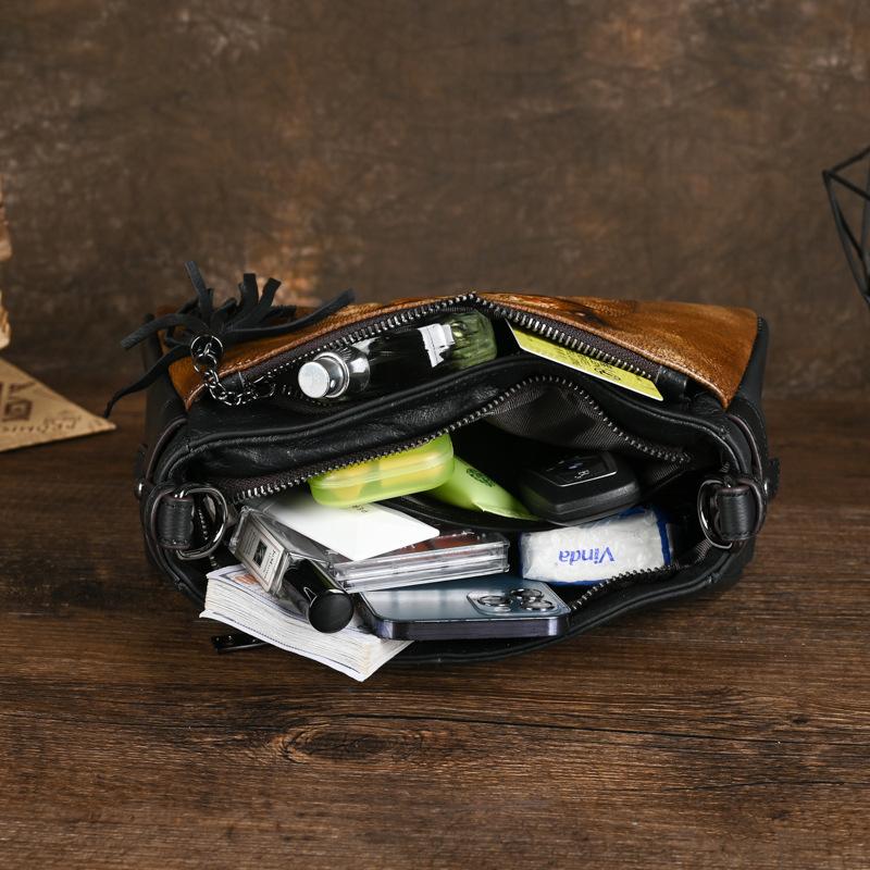 New Women's Genuine Leather Shoulder Bag, Retro Crossbody Bag, Top Layer Cowhide, Chinese Style Mother Bag, Casual Qipao Women's Bag