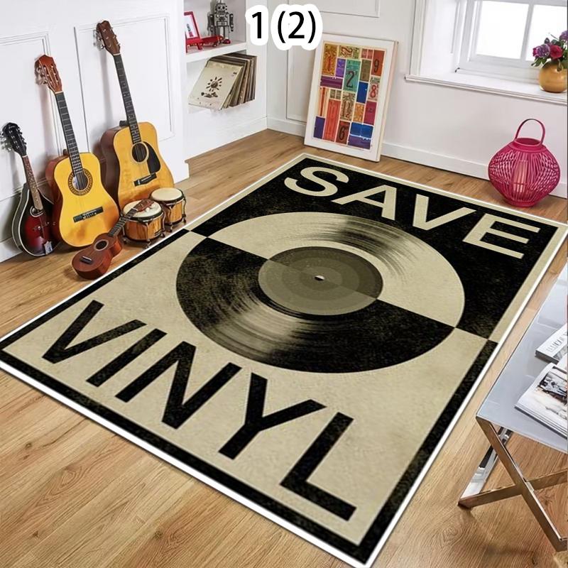 Vintage Vinyl Carpet Mat Rug Home Decoration Living Room Floor Rug Record Music Pattern Retro Style Indoor Area Rug Home Bedroom