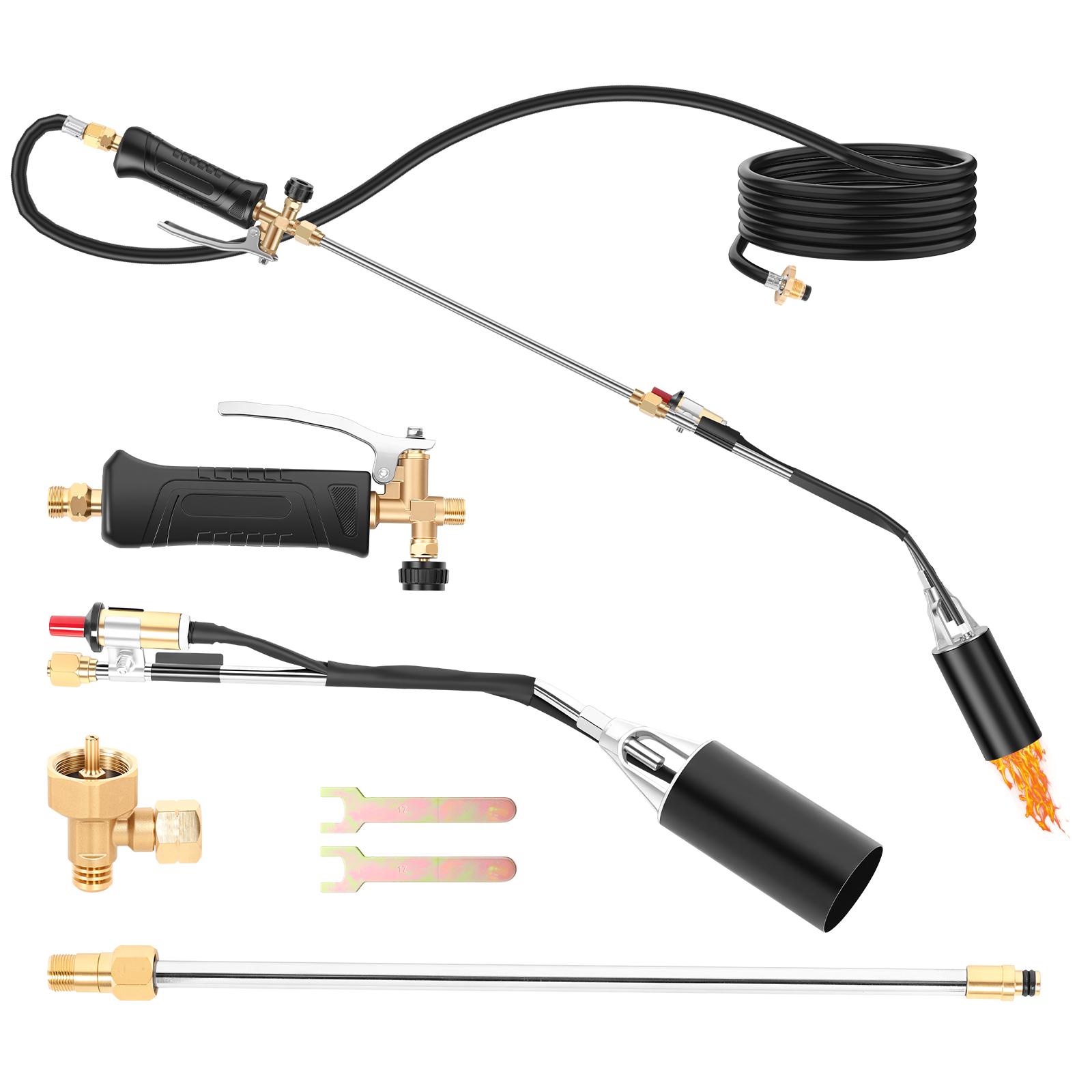 Propane Weed Burner Kit Butane Burner Welding Gas Torch Flame Gun Flamethrower Outdoor Camping BBQ Portable Soldering Heat Gun