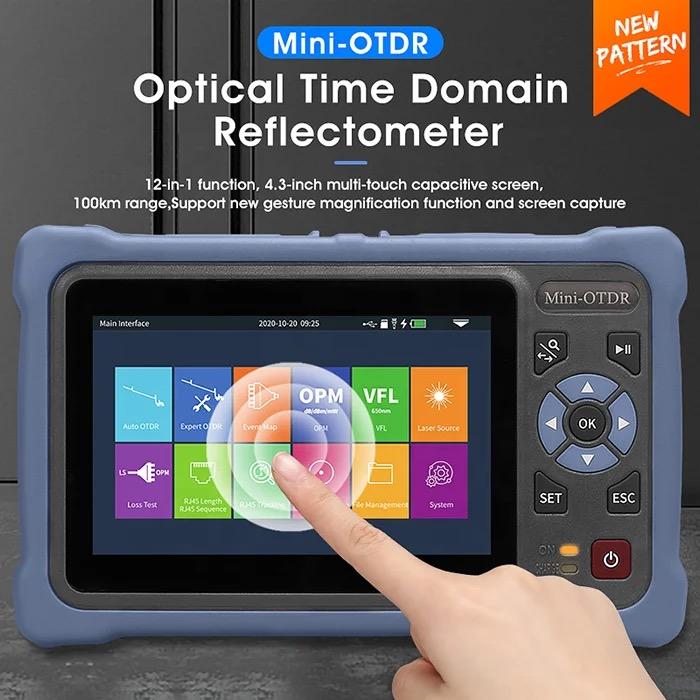 12 In 1 MINi EXFO Smart OTDR DE1201A SM 1310nm 1550nm 26/24dB 100KM Distance OTDR VFL OLS OPM Event Map Fiber Optic Mini Otdr