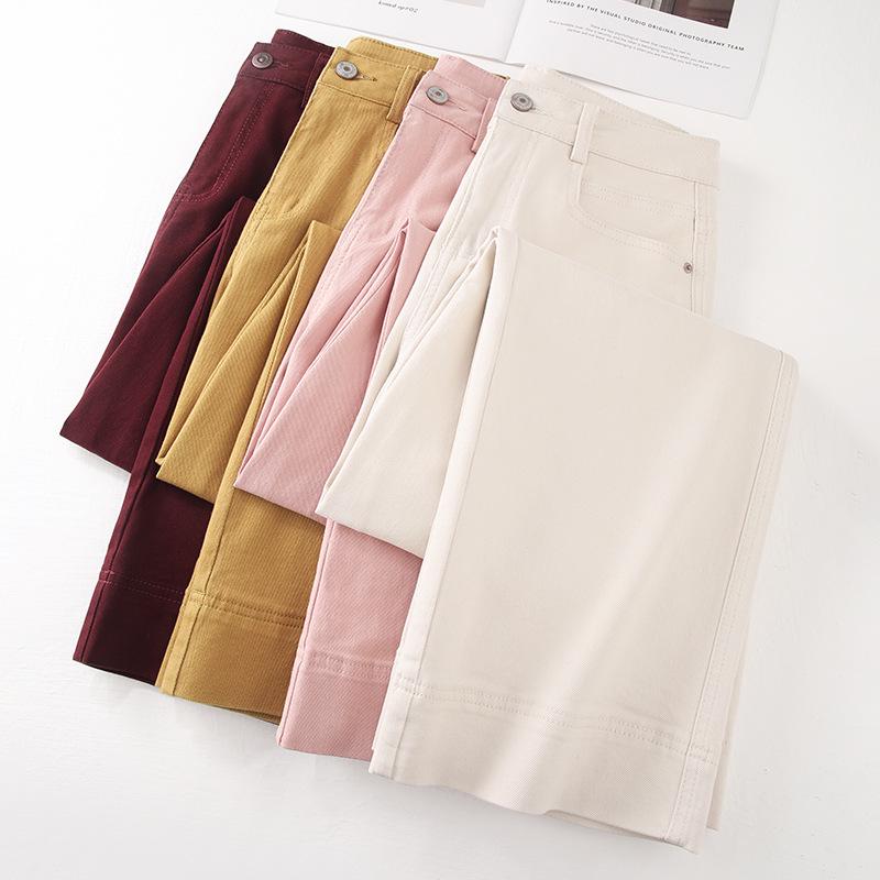 Women's High Waist Yellow Slim Straight Leg Jeans - 2026 Spring/Autumn Nine-Point Fit