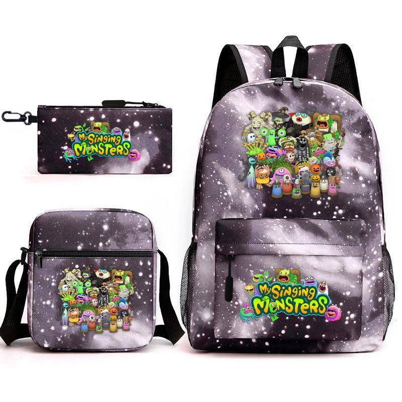 2024 New Monster Concert Starry Sky Backpack My Singing Monsters Elementary School Bag Three-piece Set