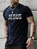 Men's summer 100% pure cotton casual Jesus Road Truth Life letter print outdoor sports round-neck short-sleeved top