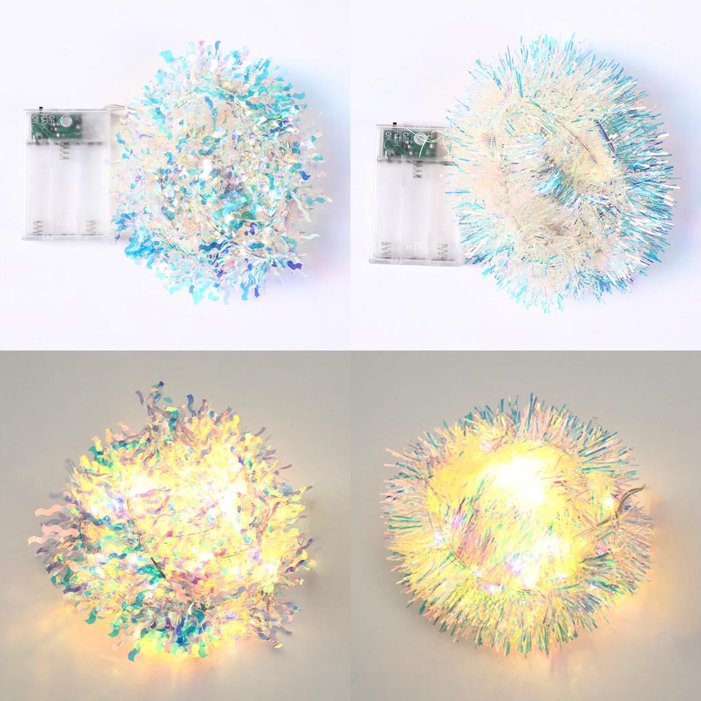 Christmas Iridescent Artificial Madder Colorful Foil Tassel Garland Christmas Tree Wedding Birthday Party Home Decor Supplies