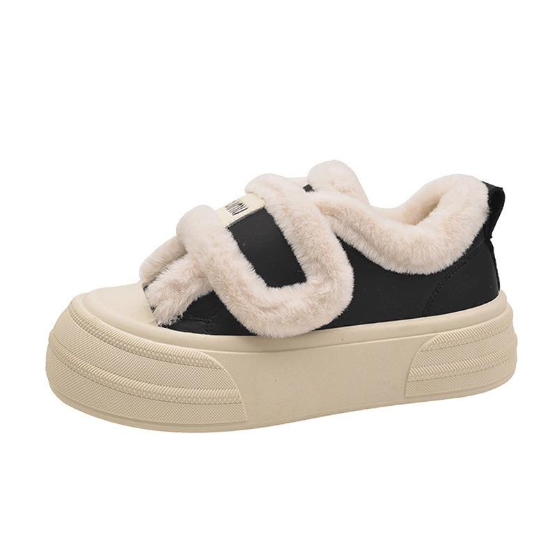 Pantofi de bumbac cu Velcro cu talpă groasă iarnă nou catifea îngroșată pantofi pufoși calzi cu talpă tip brioșă pantofi de damă