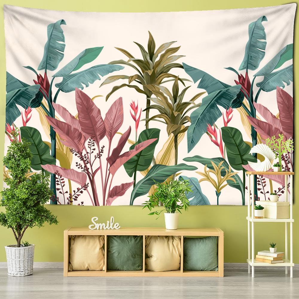 

Гобелен с листьями пальмы, настенный гобелен, натуральные тропические растения, богемный хиппи, эстетика, домашний декор для комнаты 95x70cm