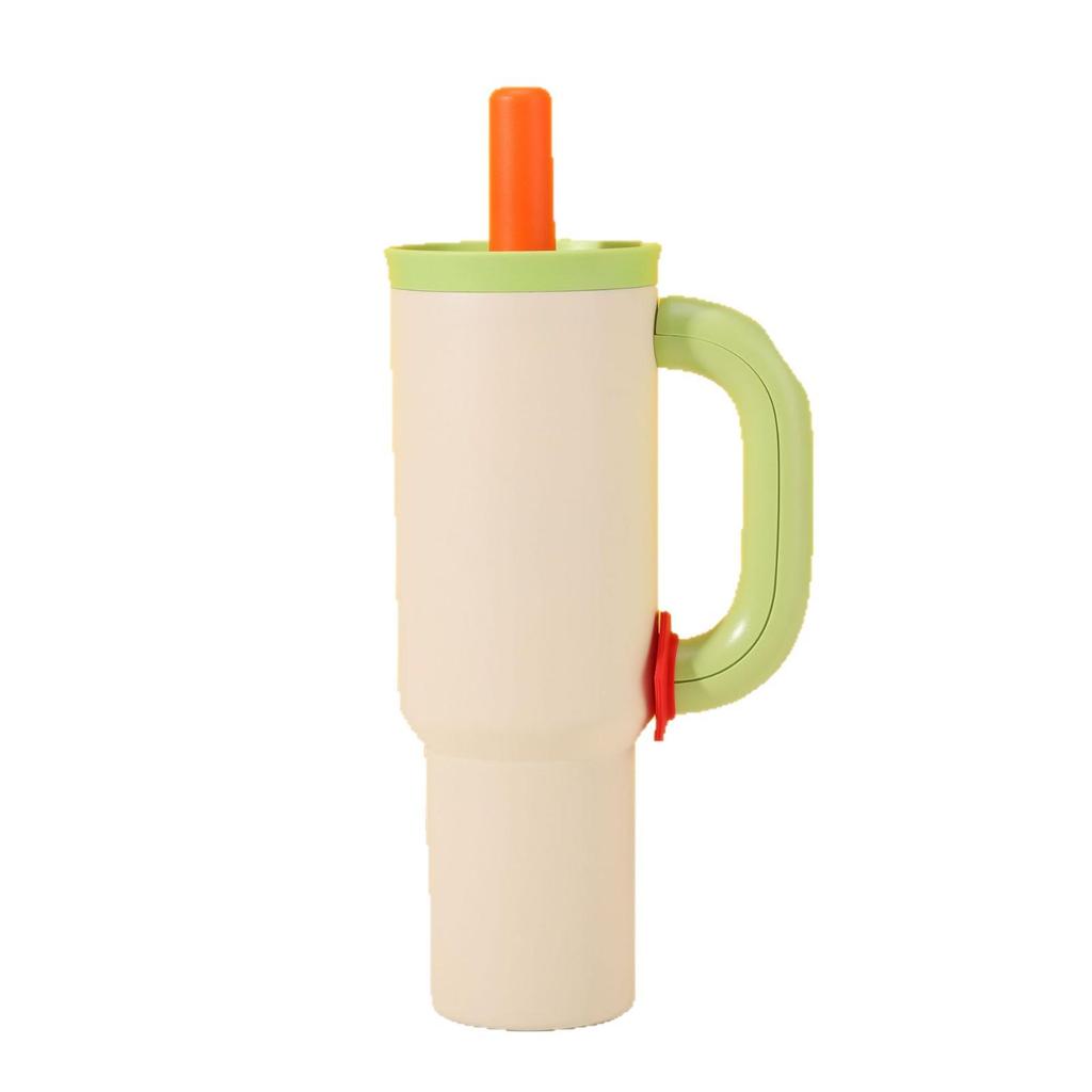 Large Capacity Fashion Straw Cup: 304 Stainless Steel Insulated Handle for Convenient Outdoor and Car Use