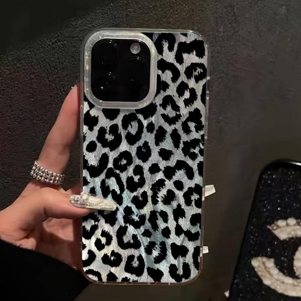 Korean Ins Stylish Leopard Print Texture Feather Yarn Phone For iPhone 16 17 Air 15 14 13 12 11 ProMax Shockproof Soft Case