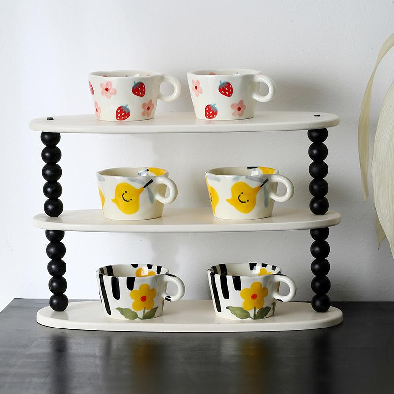 Cute hand-squeezed mug, hand-painted high-value ceramic drinking cup, large-capacity student breakfast milk oat cup