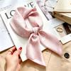 Commuter elegant flower silk scarf women's contrasting color retro printing satin scarf shirt with multi-purpose decorative small scarf