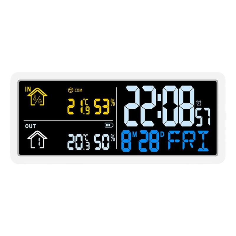 

Practical LCD Display Wall Clock With Wireless Outdoor Sensors And Stylish Design Modern LCD Home Deck Clock 1