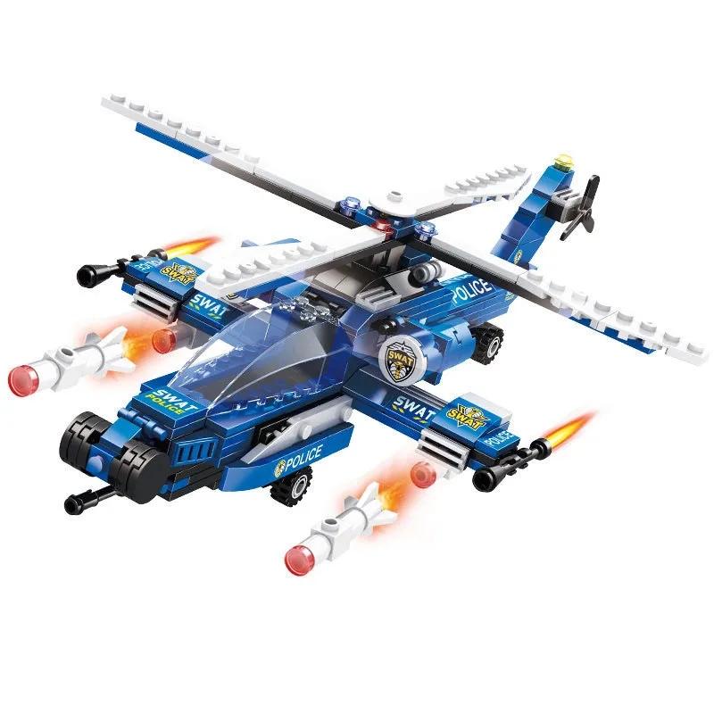 Serie 8in1 City Police Command Truck Building Blocks Policeman Robot Car Helicopter Model Bricks Toys for Children with Box
