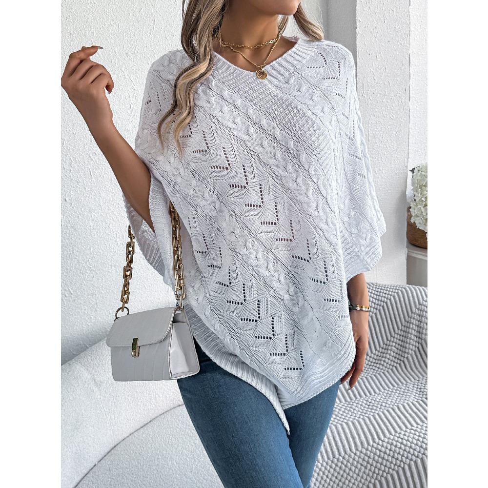Women's Oversized Sweatshirt Top Casual Solid-Colour Cable-Knit Oversized Cape Cardigan Women's Knitted Sweater