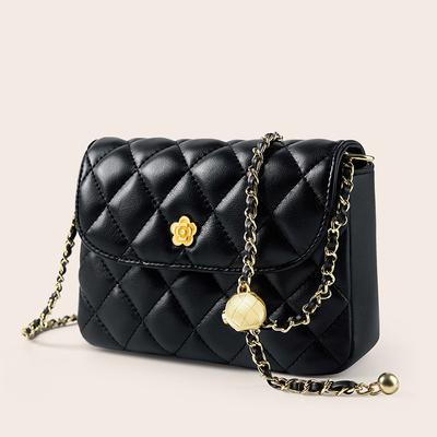 Ledertasche mit Schulterriemen Neue Diamant-Ketten-Tasche Damen Umhängetasche Modische Vielseitige Leder-Damentasche