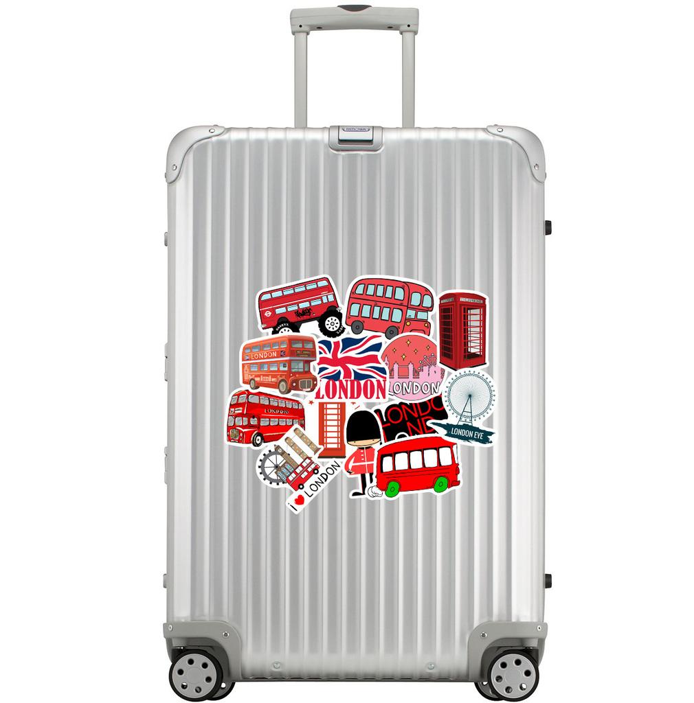 50 London Red Bus Style Graffiti Stickers Popular Non-Repeater Suitcase Stickers Waterproof Travel Box Stickers