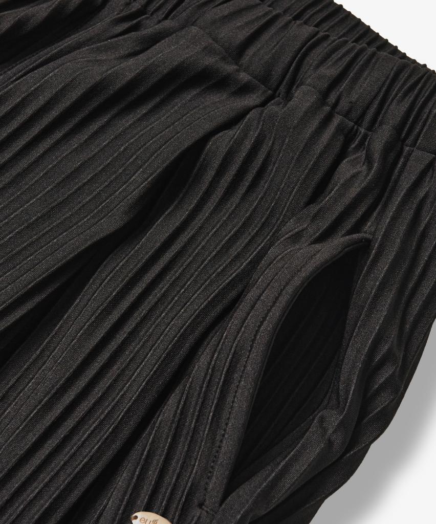 Yujen Double-Pleated Wide Pleated Elastic Waist Pants_Black