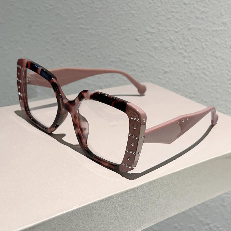 Oversized Square Glasses Women Fashion Patchwork Rim Blue Light Blocking Optical Frames  Stylish Design Decor Eyewear