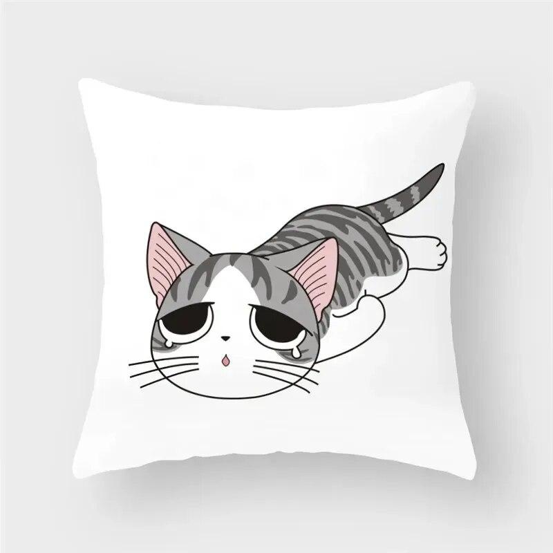 45x45cm Funny Cute Cat Cushion Cover Cartoon Pet Pillowcase for Living Room Sofa Bedroom Home Decoration Pillowcase