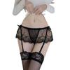 Jinxiao Sexy Lingerie Set: See-Through Lace, Removable Hot Stockings, Garter, and Temptation Thong.