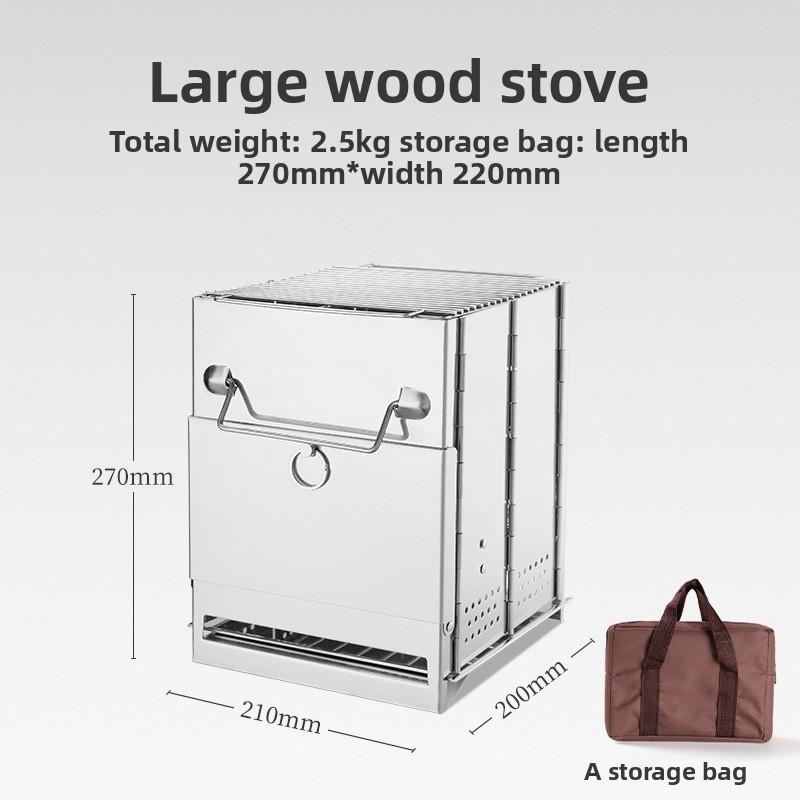 Outdoor folding wood stove: mini stainless steel grill
