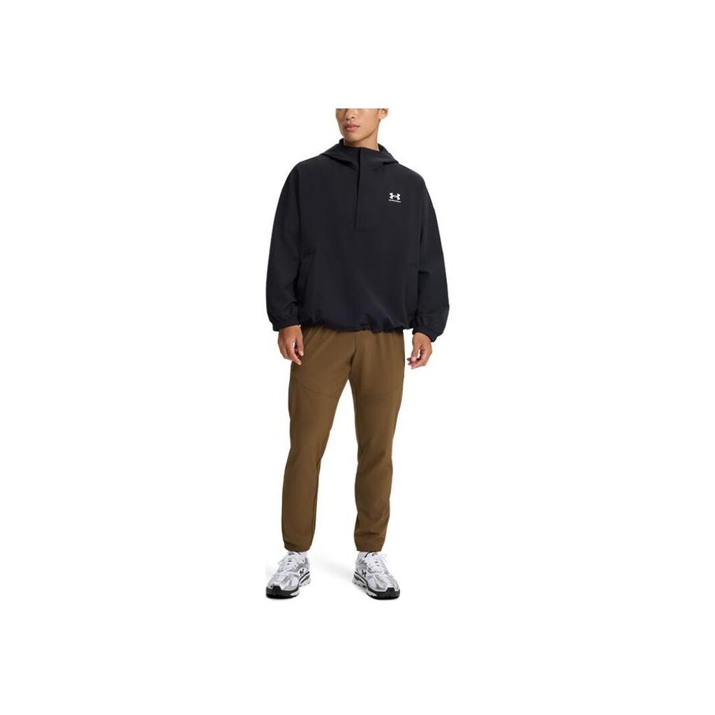 Under Armour Vibe Stormshell Hoodie With Small Logo Drop Shoulder Long Sleeve Sweatshirt Men sweatshirt Black 1386575-001