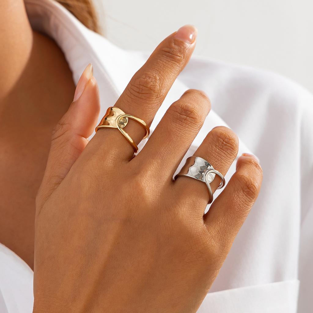 Simple ins geometric glossy ring jewelry, irregular design cross joint ring