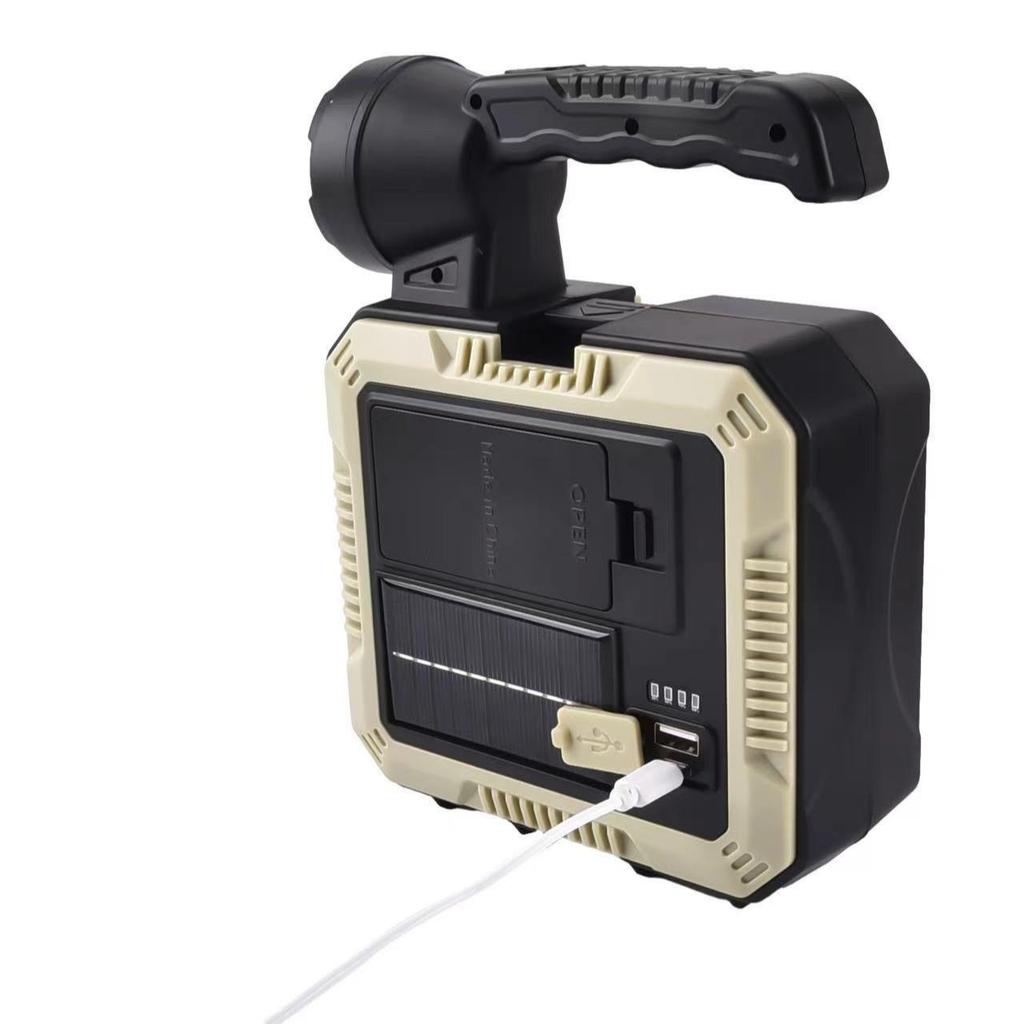 Portable Solar LED Spotlight with Integrated Tool Kit - High-Brightness, Rechargeable Emergency Light for Outdoor Use