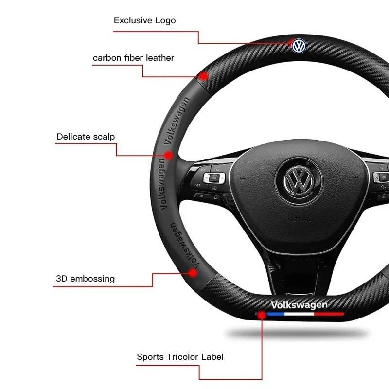 Car Steering Wheel Cover Anti Slip Carbon Fibre Steer Handle Caps For VW GTI Polo Golf Passat Tiguan Arteon Touareg Taigo Caddy