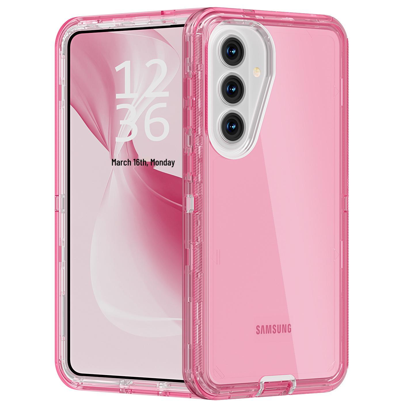 

Durable 3-in-1 Transparent Phone Case for Galaxy S26 Plus with Full Coverage and Drop Protection Galaxy S26+ прозорого рожевого кольору