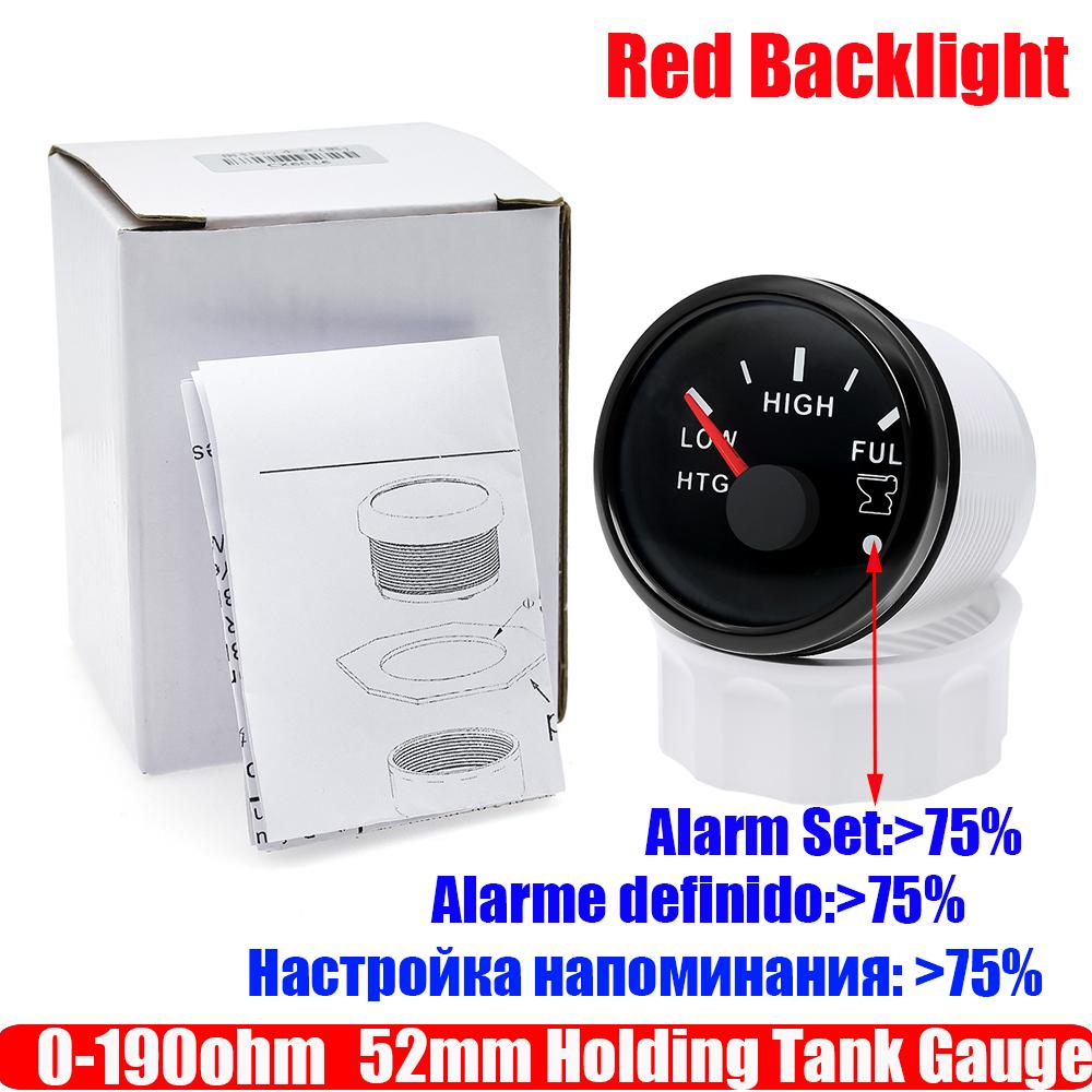 0-190 Ом Датчик уровня сточных вод с красным сигнальным светом 52 мм Указатель уровня сточных вод + Датчик уровня сточных вод Индикатор уровня отходов only Gauge