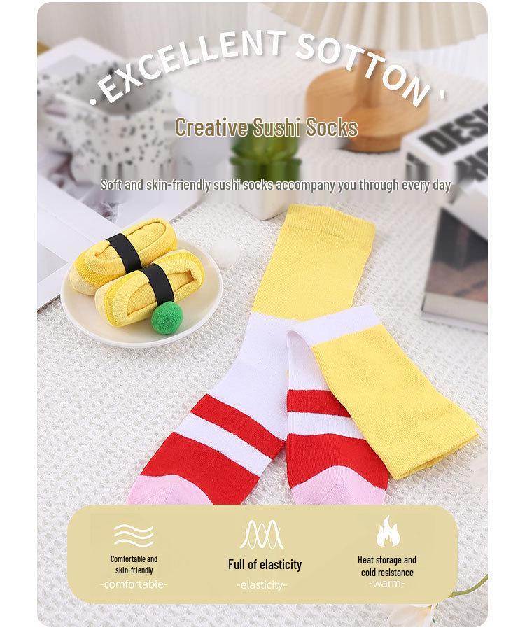 Damen-Geruchshemmende Lachs-Sushi-Socken - Verdickte Baumwoll-Kniestrümpfe für Herbst/Winter