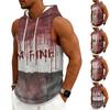 Men's Sleeveless Hoodie Casual Pullover Drawstring Hooded Tank Top Halloween Print Muscle Fit Athletic Vest