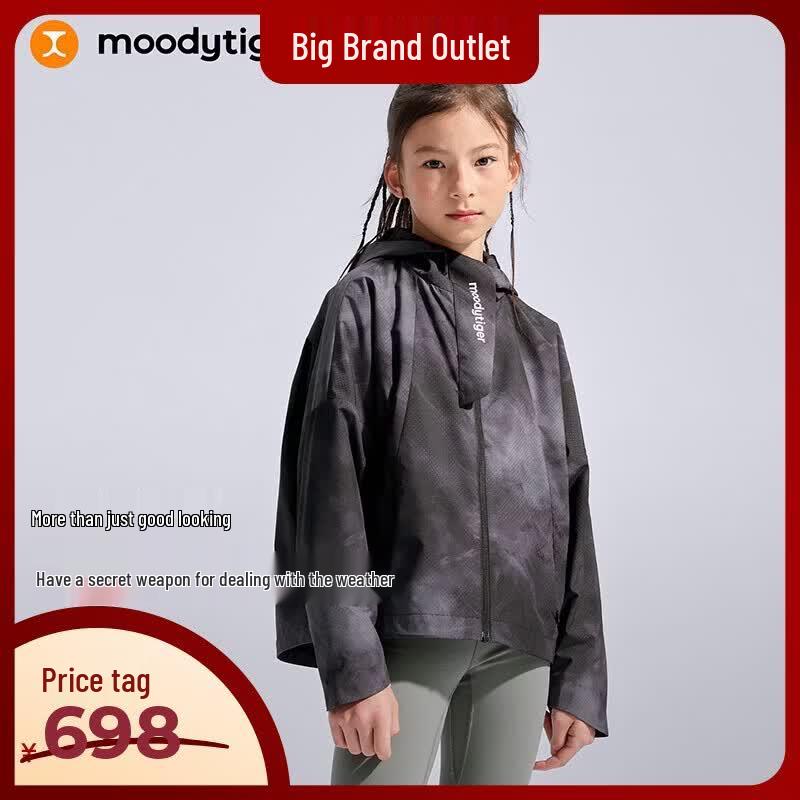 Moodytiger Girls' Windproof Water-Resistant Hooded Jacket