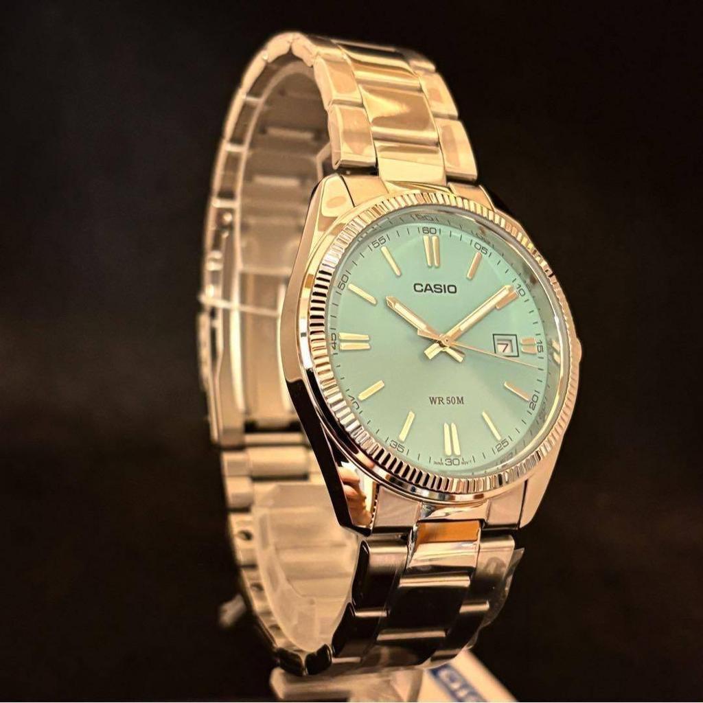 Used CASIO Men's Watch, Turquoise Blue/Silver Color, Men's Watch