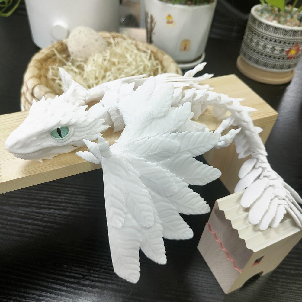 

3D Printed Dragon Wyvern Dragon 35Cm Articulated Fidget Dragon Home Office Decor Desk Toy 35cm белый