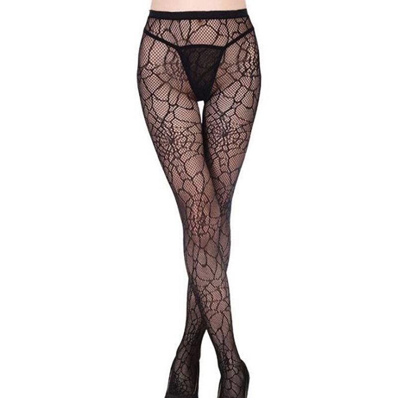 Sexy Spider Web Fishnet Pantyhose For Women Dark Hollow Out Net Stockings Sheer Mesh Tights Fashion Hollow Lace Design