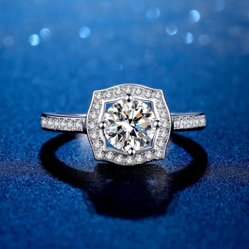 BagueRingen Trendy Sterling Silver S925 Wedding Ring 2ct D-COLOR Moissanite Jewelry For Women GRA Certificate