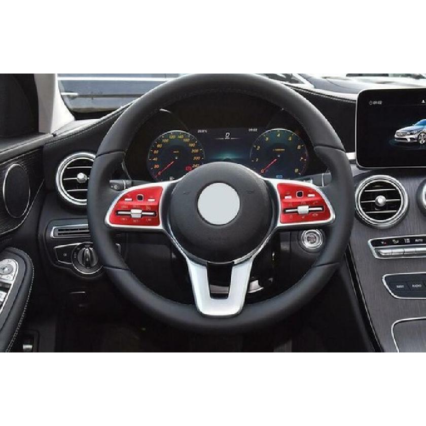 Fit For Benz GLB W247 - Aluminum Red Steering Wheel Button Cover Trim 2x