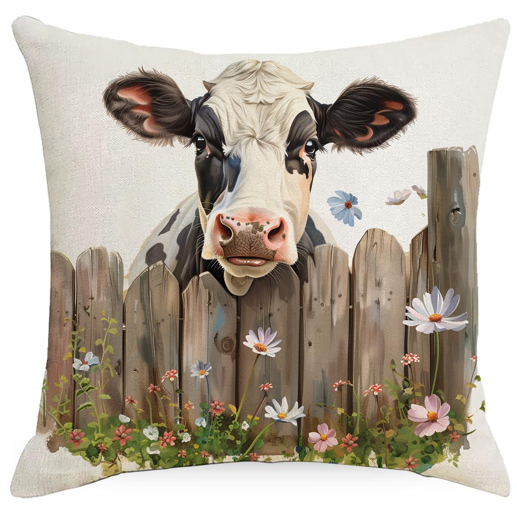 Spring Farm Animal Cow Rabbit Dog Pillowcase Home Decoration Balcony Cushion Decoration Pastoral
