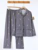 Men's Loose-Fit Pure Cotton Pajama Set: Long Sleeve Cardigan & Pants for Spring/Autumn