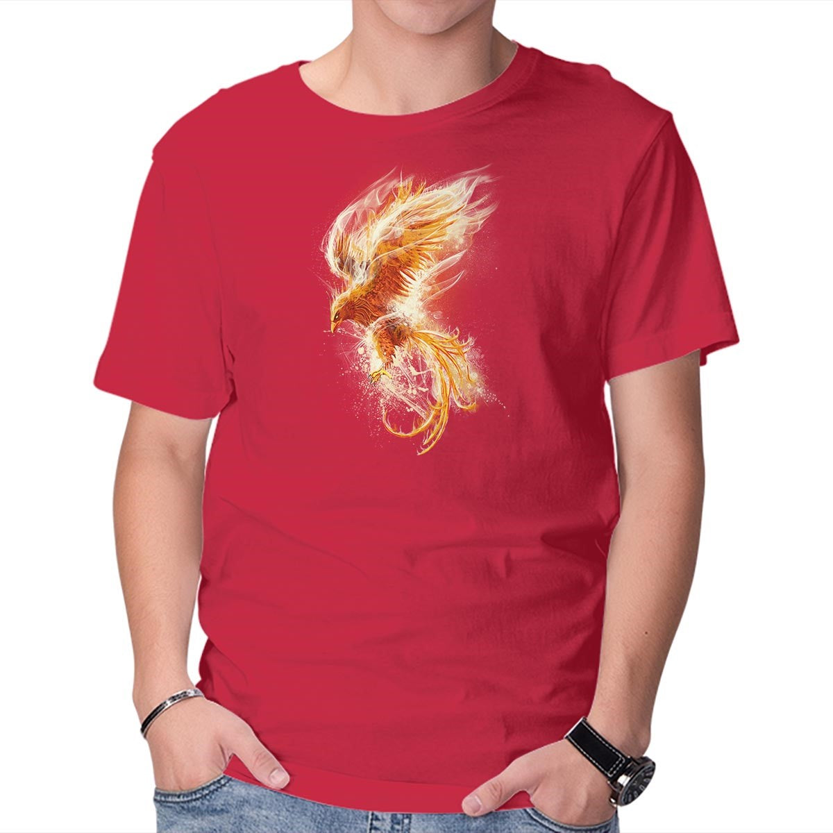 Unisex Crew Neck T-Shirt Phoenix Reborn Graphic Short Sleeve Casual Tee L