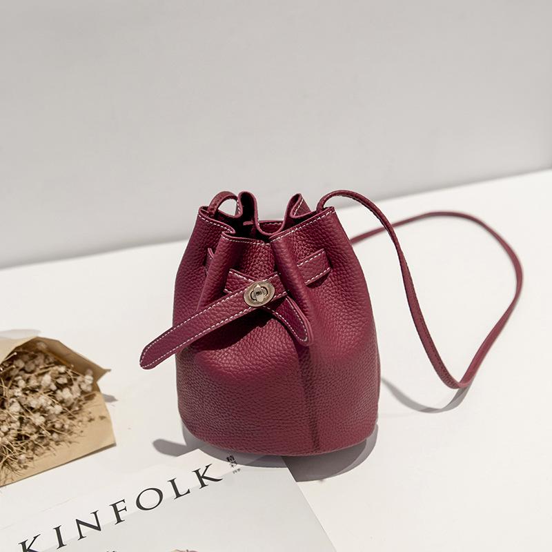 Borsa Secchiello Semplice Guangzhou, Borsa Piccola con Chiusura a Fibbia Larga, Monocolore Casual a Spalla