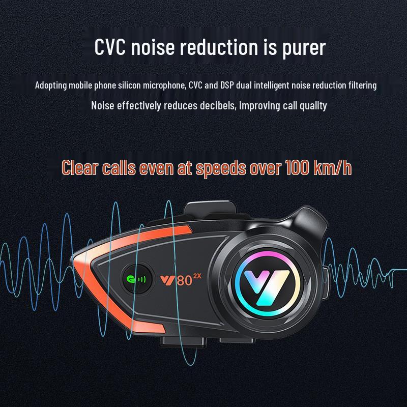 Y802x Bluetooth Motorcycle Helmet Intercom: 800m Range for Two Riders, Compatible with Third-Party Helmets.