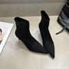 Fashion Fashion Elastic Footwear Heels Ankle Boots Shoes For Women Female Pointed Toe Ladies Short Stretch Boots Slip On Shoes