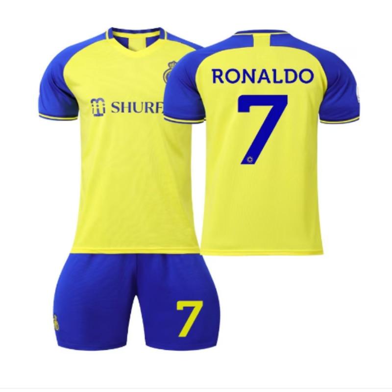 Kids Ronaldo Football Jersey Set ANUTETOUNI® Yellow Polyester Youth Soccer Uniform Short Sleeve Shirt + Shorts