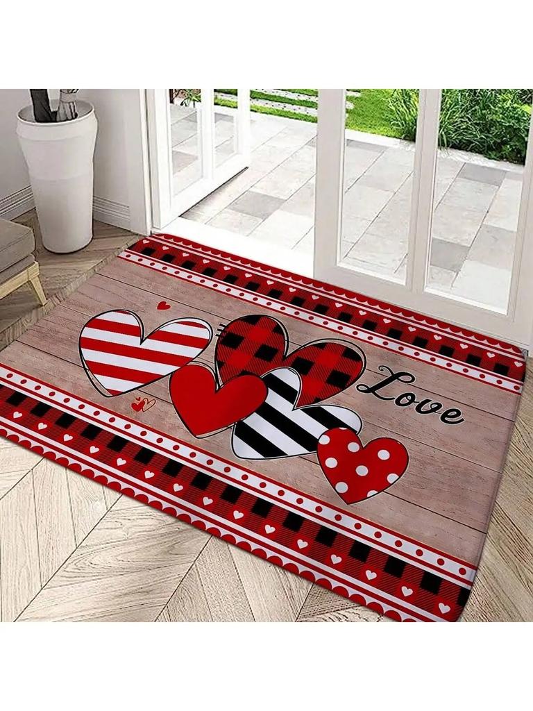 Love Heart Mat Home Indoor Welcome Valentine'S Day Design Doormat Non-slip Entrance Floor Carpet Washable Bathroom Bedroom Rug